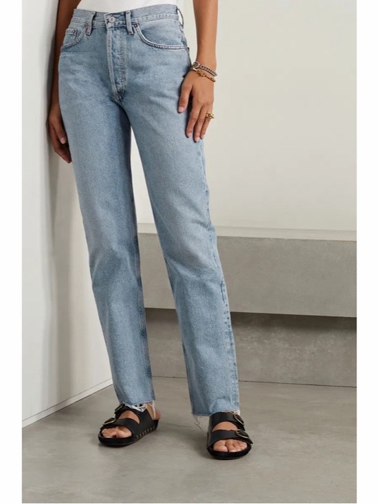 Agolde Denim - NEW Agolde Lana Distressed Mid-Rise Straight-Leg Organic Jeans Womens Size 25